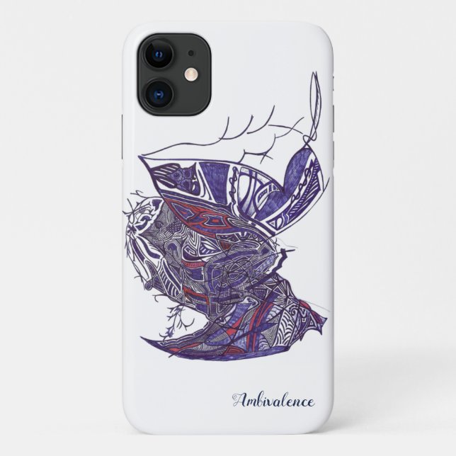 iPhone /iPad case with detailed hand-drawn ink art (Back)
