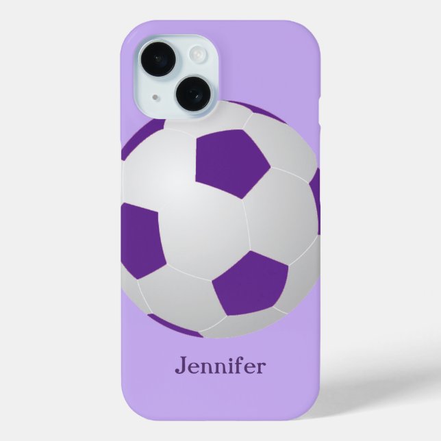 iPhone Soccer, Purple Personalised Name Case-Mate iPhone Case (Back)