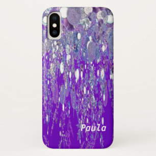 iPhone X Case Abstract Purple Rain Design