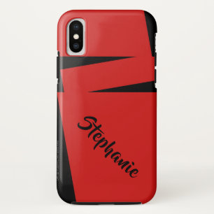 iPhone X Case Red and Black Stripe on Stripe