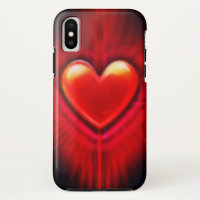iPhone X case Red & black heart design.
