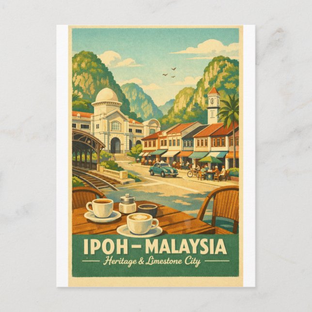 Ipoh City, Malaysia retro travel Postcard (Front)