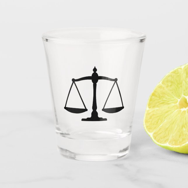 Ipsa Loquitur Scales of Justice Law Shot Glass (Front)