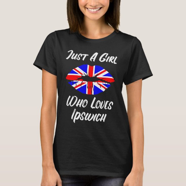 Ipswich Lips Mouth Love Union Jack Flag T-Shirt (Front)