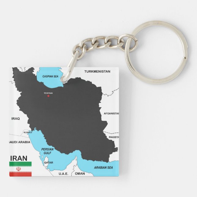 iran country map flag key ring (Back)