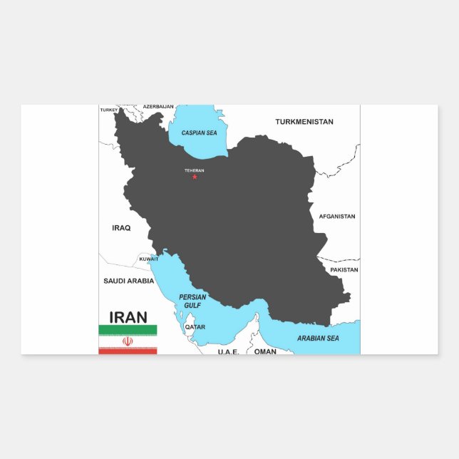 iran country map flag rectangular sticker (Front)