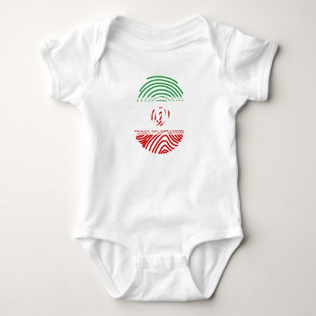 Iran Flag Fingerprint Baby Bodysuit (Front)