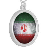 Iran Flag Firework Silver Plated Necklace (Front Left)