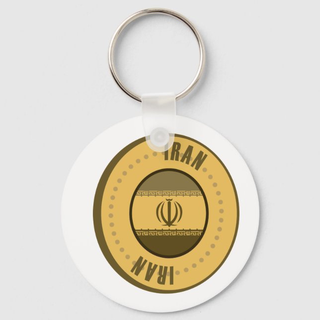 Iran Flag Gold Coin Key Ring (Front)