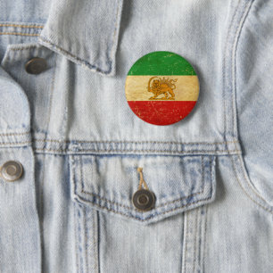 Iran Flag Lion And Sun Shah of Iran Flag Button