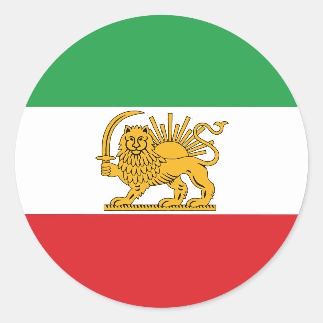 Iran Flag Lion And Sun Shah of Iran Flag Classic Round Sticker (Front)