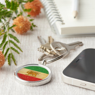 Iran Flag Lion And Sun Shah of Iran Flag Keychain