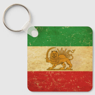 Iran Flag Lion And Sun Shah of Iran Flag Keychain