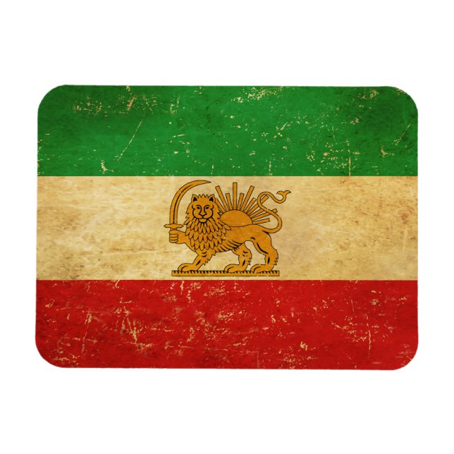 Iran Flag Lion And Sun Shah of Iran Flag Magnet (Horizontal)