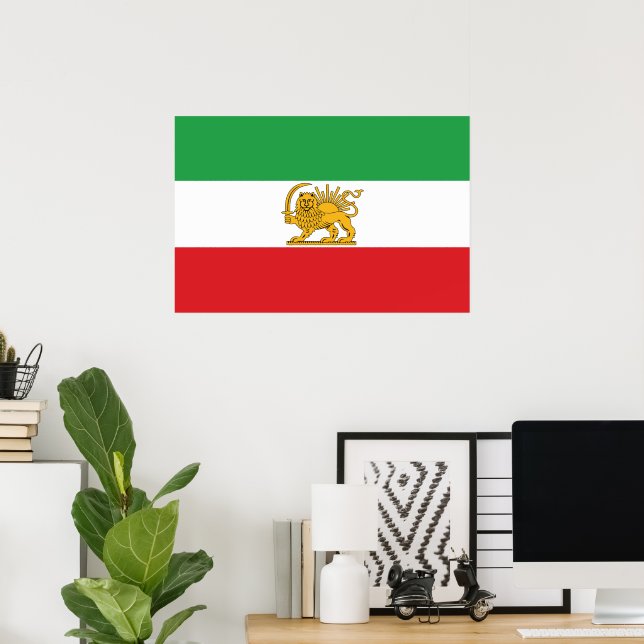 Iran Flag Lion And Sun Shah of Iran Flag Poster (Home Office)