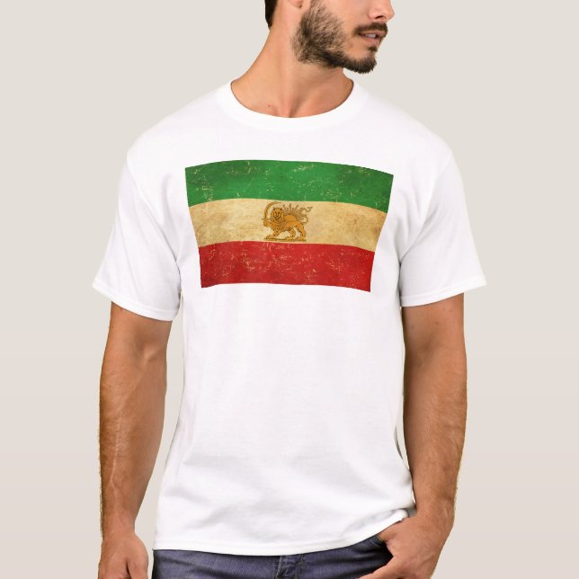 Iran Flag Lion And Sun Shah of Iran Flag T-Shirt (Front)