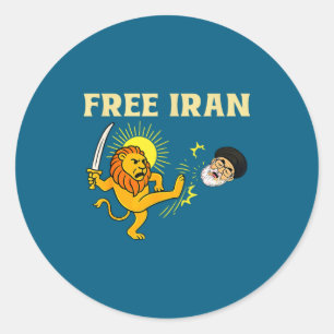 Iran Flag Lion Classic Round Sticker