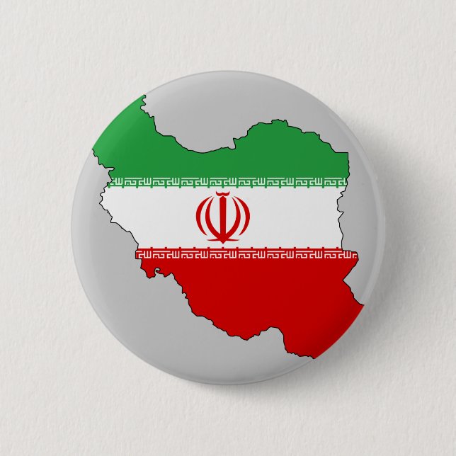 Iran flag map 6 cm round badge (Front)