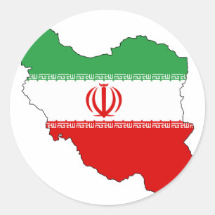 Iran flag map classic round sticker