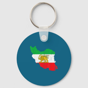 Iran Flag Map Lion Persian Illustration Key Ring