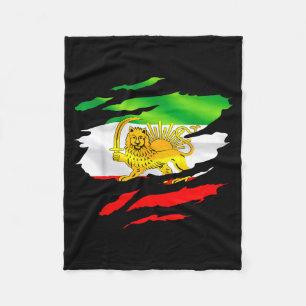 Iran Flag Map Lion Sun Graphic Art Fleece Blanket