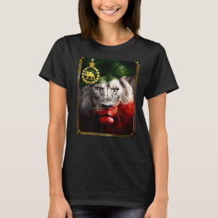 Iran flag on lion head with a golden lion Pahlavi T-Shirt