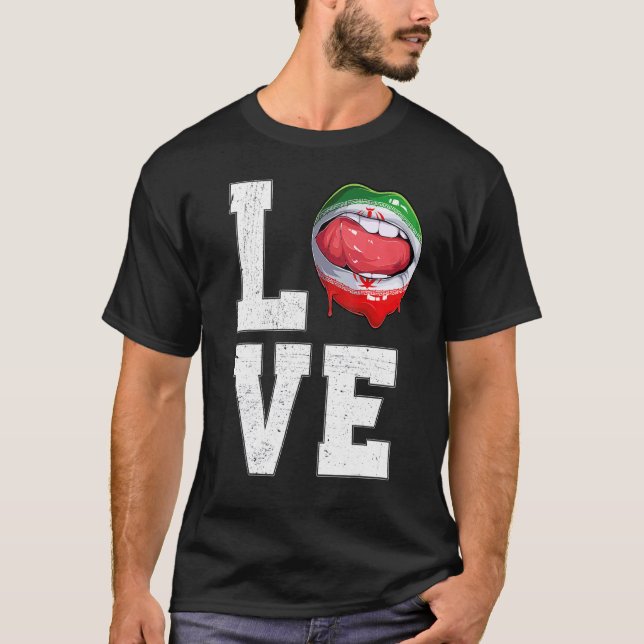 Iran Flag Soccer Fan Love Iranian T-Shirt (Front)