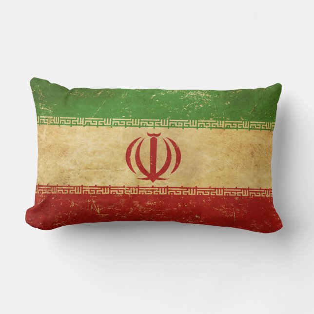  Iran Flag Vintage Design Lumbar Cushion (Front)