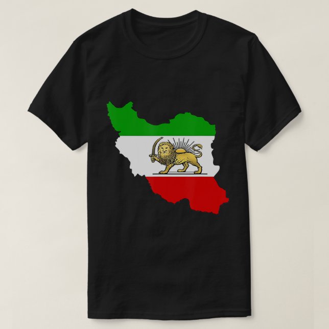 Iran flag with lion and sun symbol Rostam IranÂ´s  T-Shirt (Design Front)