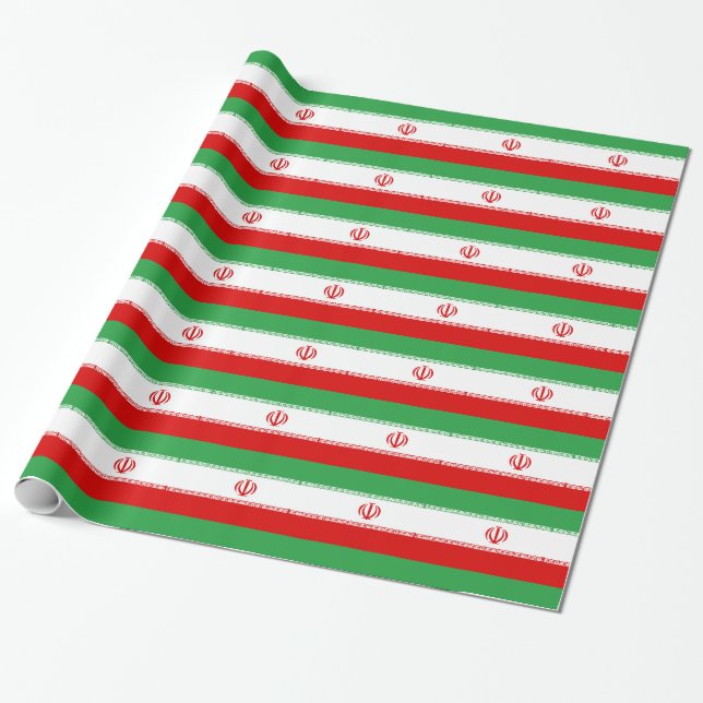 Iran Flag Wrapping Paper (Unrolled)