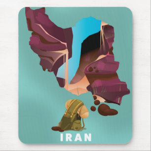 Iran illustrated travel poster print mouse pad