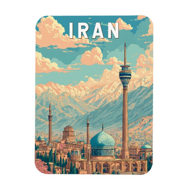 Iran Illustration Travel Art Vintage Magnet (Vertical)