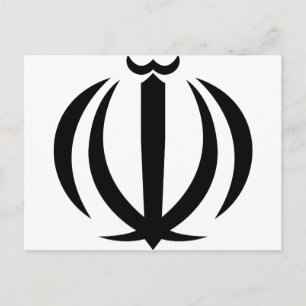 Iran IR , Flag, Coat of arms, Flag-map Postcard