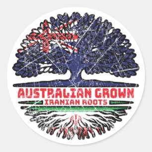 Iran Iranian Australian Australia Tree Roots Flag Classic Round Sticker