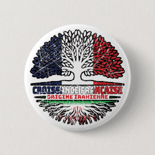 Iran Iranian French France Tree Roots Flag 6 Cm Round Badge