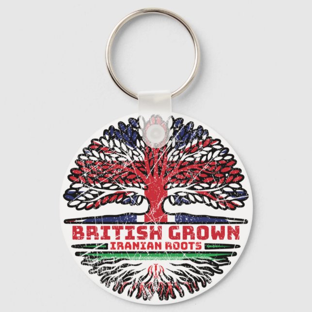Iran Iranian Uk United Kingdom British Tree Roots Key Ring (Front)
