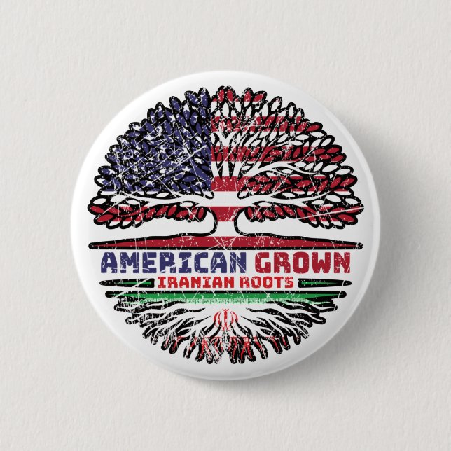 Iran Iranian US American USA United States Tree 6 Cm Round Badge (Front)