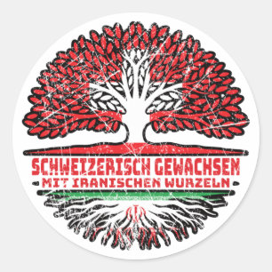 Iran Iranisch Schweiz Baum Wurzel und Schweizer Sc Classic Round Sticker