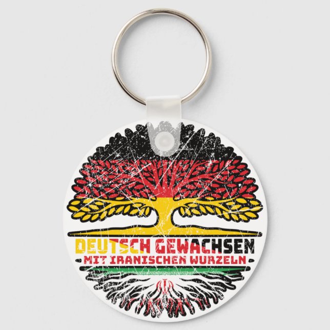 Iran Iranische Deutsch Deutschland Baum Root Key Ring (Front)
