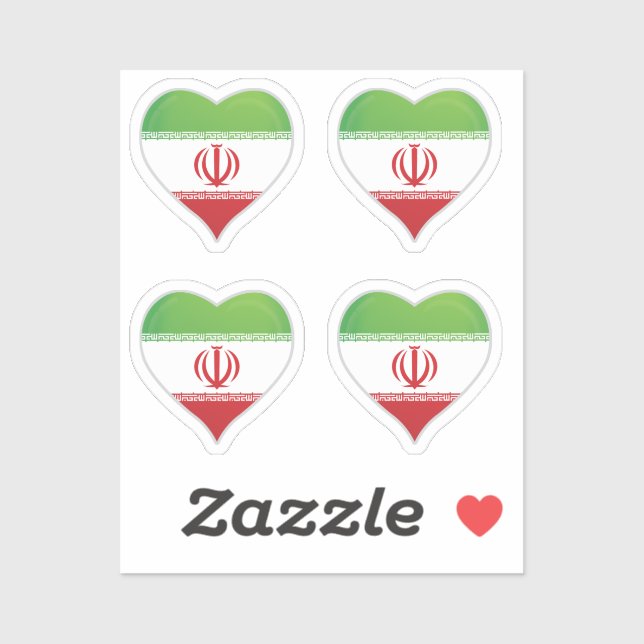 Iran love flag pride heart sticker (Sheet)
