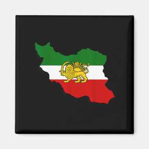 Iran Map Lion And Sun Persian Pahlavi Flag Magnet
