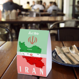 Iran Map with Flag and Emblem