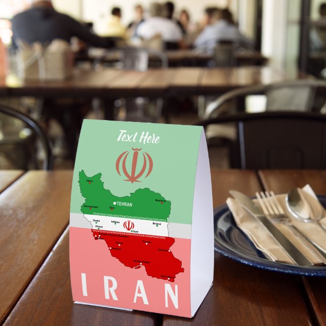 Iran Map with Flag and Emblem (Insitu(Restaurant))