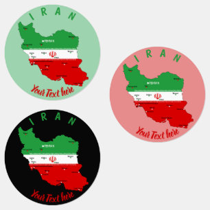 Iran Map with Flag and Emblem