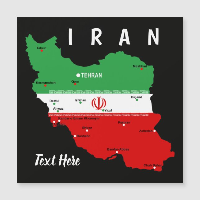 Iran Map with Flag and Emblem (Front)