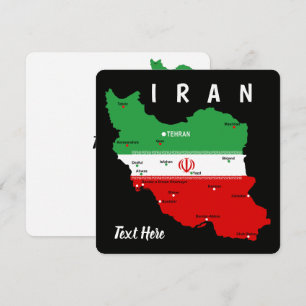 Iran Map with Flag and Emblem