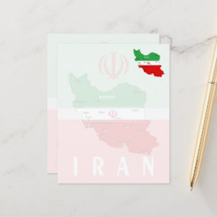 Iran Map with Flag and Emblem