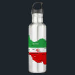 Iran Map with Flag and Emblem 710 Ml Water Bottle<br><div class="desc">Iran Political Map with capital Tehran,  national borders,  most important cities,  rivers and lakes. The Iranian Flag Colors are superposed on the Map Silhouette. Vector Illustration by BluedarkArt TheChameleonArt</div>