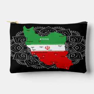 Iran Map with Flag and Emblem Accessory Pouch