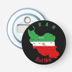 Iran Map with Flag and Emblem Bottle Opener